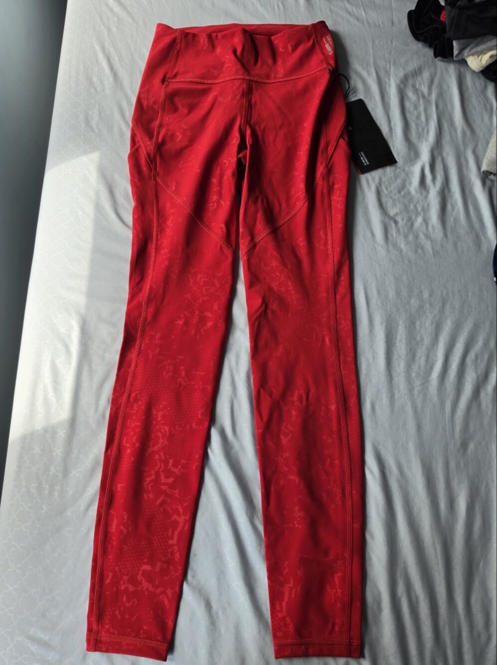 lululemon athletica Bright Red Leggings with Subtle Print
